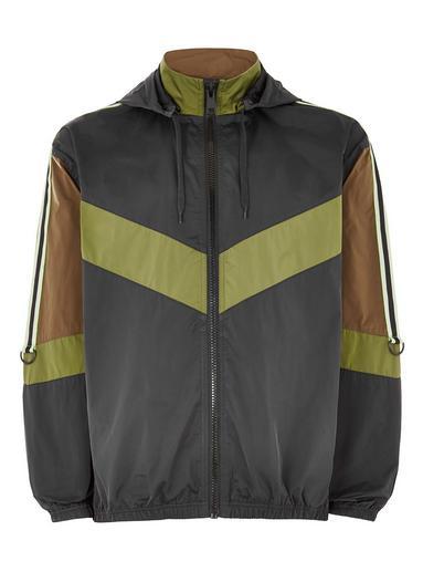 Topman Mens Multi Colour Block Zip Through Windbreaker Jacket