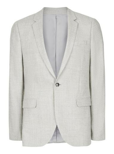 Topman Mens Grey Light Gray Skinny Fit Suit Jacket Containing Wool