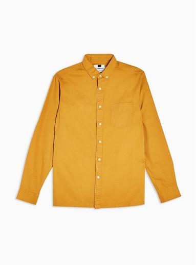 Topman Mens Yellow Long Sleeve Mustard Twill Shirt