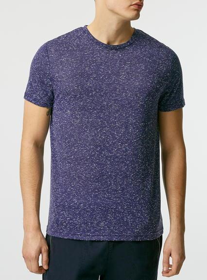 Topman Mens Blue Navy Neppy Slim Fit T-shirt