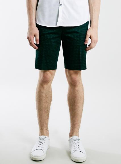 Topman Mens Green Tile Print Long Shorts