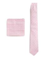 Topman Mens Pink Polka Dot Tie And Pocket Square Set