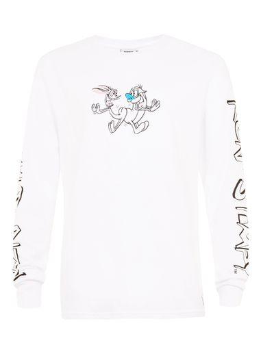 Topman Mens Nickelodeon White Ren And Stimpy Long Sleeve T-shirt