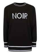 Topman Mens Black Embroidered Noir Drop Shoulder Sweater