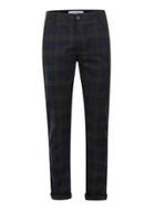 Topman Mens Blue Navy And Green Check Skinny Fit Pants