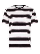 Topman Mens Black And Pink Striped T-shirt