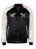 Topman Mens Black Embroidered Eagle Reversible Souvenir Jacket