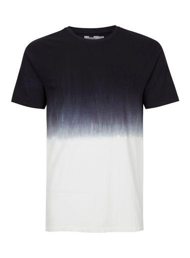Topman Mens Blue Navy And White Ombre T-shirt