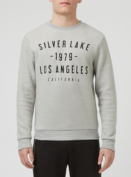 Topman Mens Grey Silverlake Logo Sweatshirt