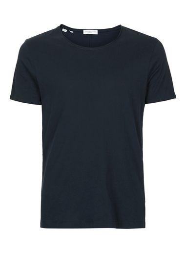 Topman Mens Blue Selected Homme Navy Curl Neck T-shirt