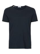 Topman Mens Blue Selected Homme Navy Curl Neck T-shirt