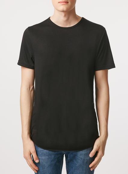 Topman Mens Black Drapey Slim Fit T-shirt
