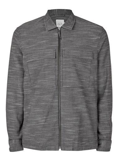 Topman Mens Ltd Black Slubby Zip Shirt