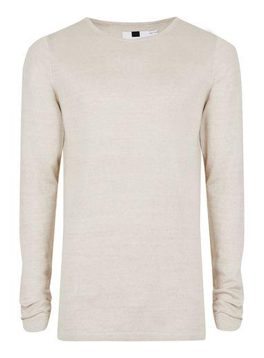 Topman Mens Mid Grey Grey Slub Longline Sweater