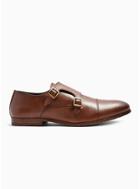 Topman Mens Brown Tan Leather Ollie Monk Shoes