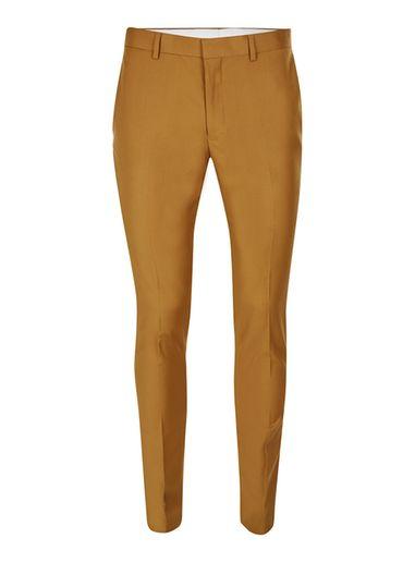 Topman Mens Yellow Dark Camel Ultra Skinny Fit Suit Pants