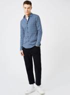 Topman Mens Blue And Black Printed Skinny Fit Dress Shirt
