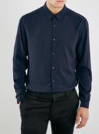 Topman Mens Blue Premium Midnight Jacquard Long Sleeve Smart Shirt