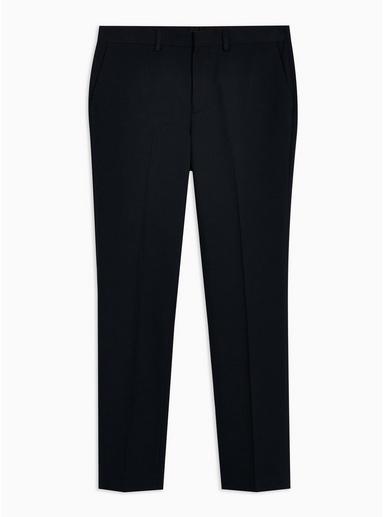 Topman Mens Navy Textured Skinny Fit Suit Trousers
