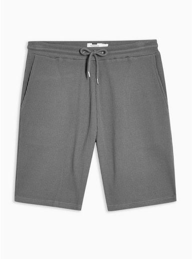 Topman Mens Grey Waffle Textured Shorts