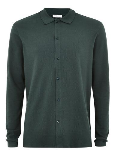 Topman Mens Selected Homme's Green Long Sleeve Polo