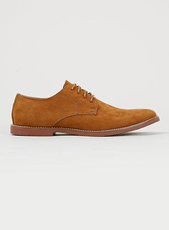 Topman Mens 'denzil' Brown Suedette Gibson Shoes With Terracotta Sole