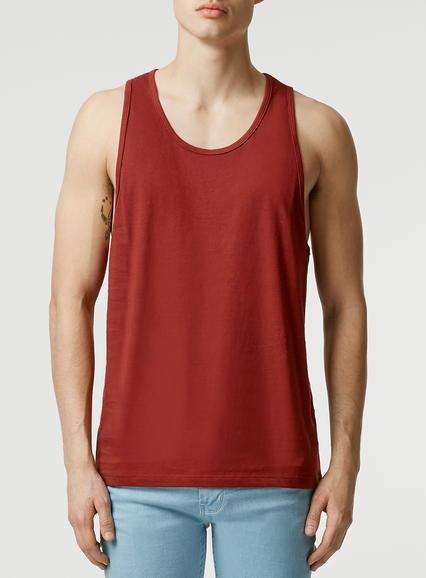 Topman Mens Red Burgundy Classic Fit Tank Top