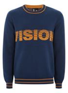 Topman Mens Multi Vision Street Wear Navy Logo Jumper