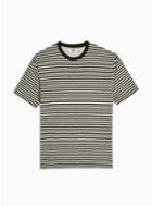 Topman Mens Khaki And White Textured Stripe T-shirt
