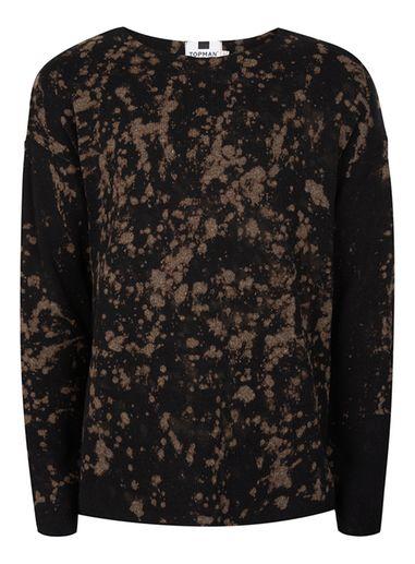 Topman Mens Black Acid Splash Sweater