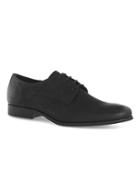 Topman Mens Black Washed Leather Derby Shoes