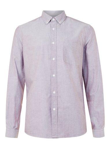 Topman Mens Red Light Burgundy Casual Oxford Shirt