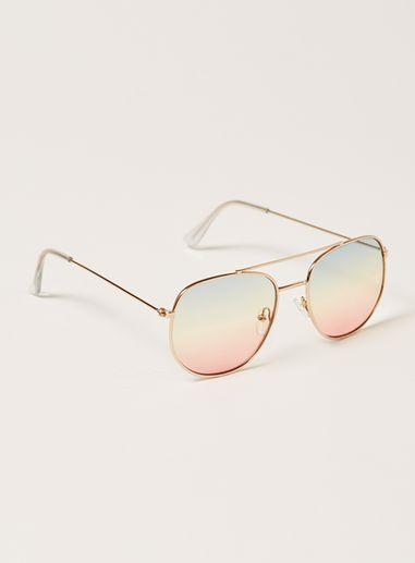 Topman Mens Multi Blue And Pink Ocean Aviator Sunglasses