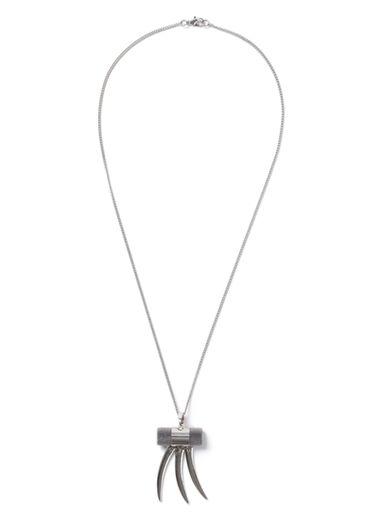 Topman Mens Grey Silver Look Tube Spike Necklace*