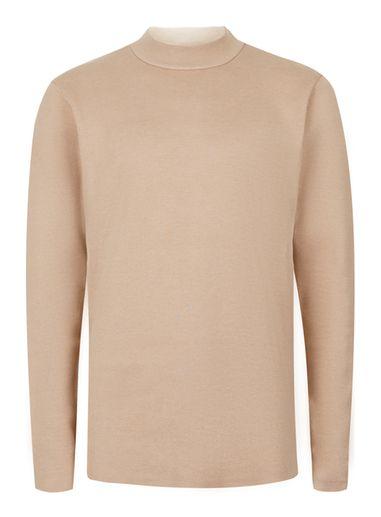 Topman Mens Stone Turtle Neck Split Hem Slim Fit Sweater