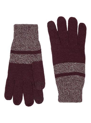 Topman Mens Red Burgundy And Camel Twist Gloves