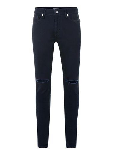Topman Mens Blue Navy Ripped Stretch Skinny Jeans