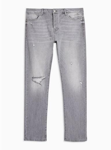 Topman Mens Grey Ripped Slim Jeans