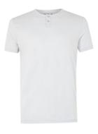 Topman Mens Light Grey Marl Grandad Collar T-shirt