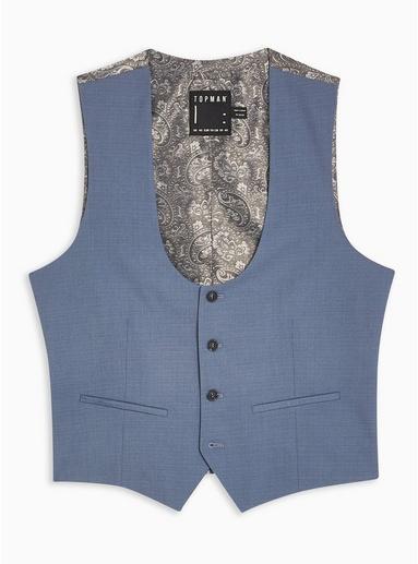 Topman Mens Blue Slim Waistcoat