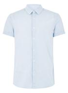 Topman Mens Blue And White Short Sleeve Shirt