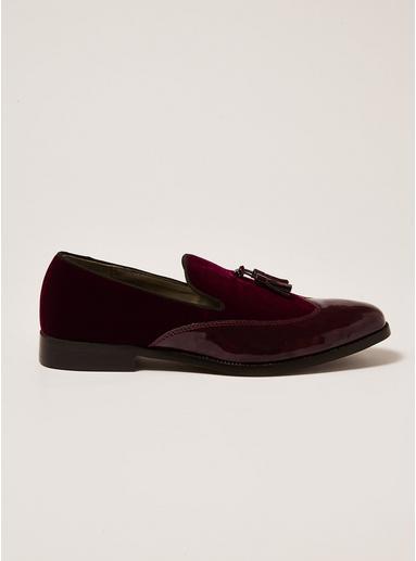 Topman Mens Red Burgundy Dame Wingcap Tassel Loafers