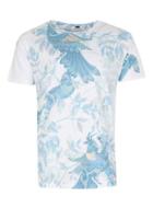 Topman Mens White Birds And Flowers Print T-shirt