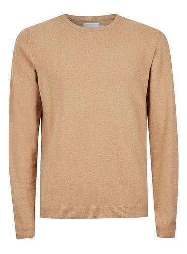 Topman Mens Brown Premium Camel Slim Fit Sweater Containing Cashmere