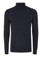 Topman Mens Blue Navy Chunky Roll Neck Sweater