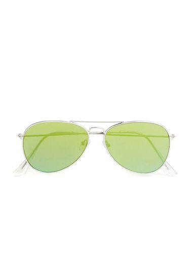 Topman Mens Metallic Silver Revo Lens Aviator Sunglasses