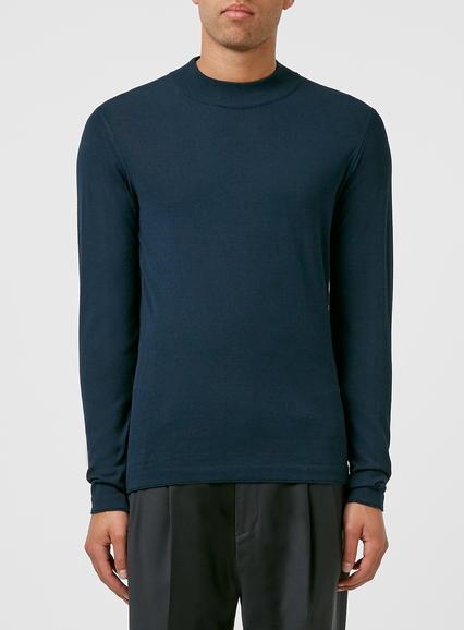 Topman Mens Blue Navy Turtle Neck Sweater