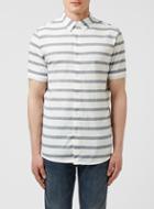 Topman Mens White Grey Stripe Short Sleeve Casual Shirt