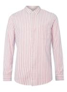 Topman Mens Red And White Stripe Button Down Casual Shirt
