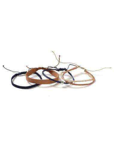 Topman Mens Brown Tan And Black Fabric Bracelets 4 Pack*